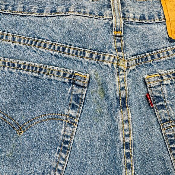 Vintage Levi's 555 Shorts Womens 14 Medium Wash Blue Denim Guy Fit Made in USA - Picture 5 of 8